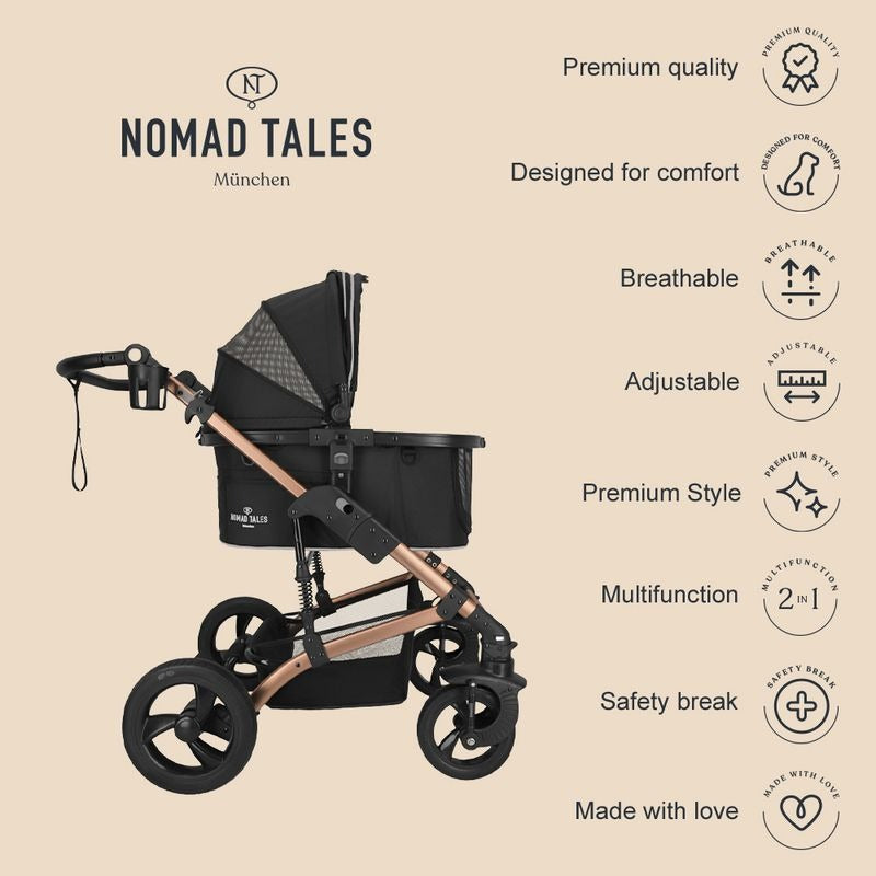 Nomad Tales Calma Pet Stroller, rose gold